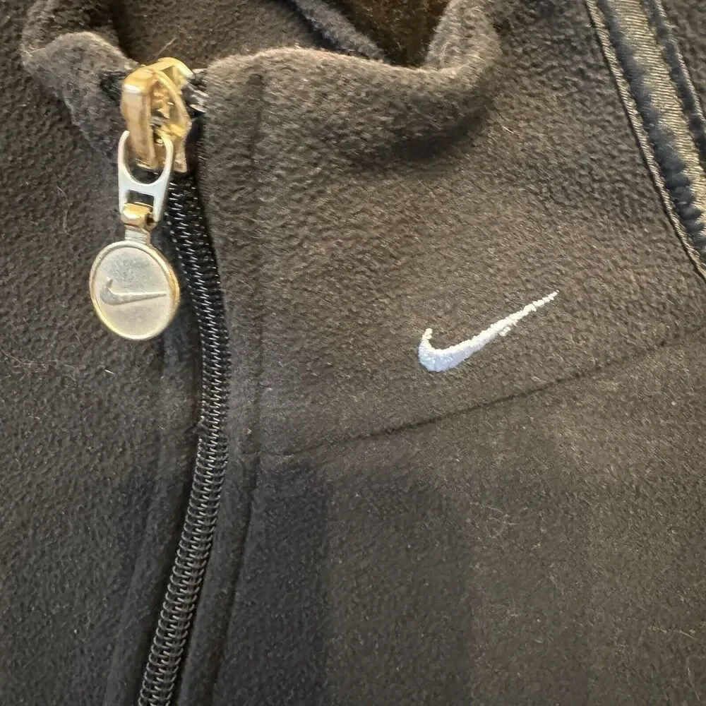 Nike Fleece Jacket Women XL Dark Blue‎ Full Zip Mock Neck Athleisure Pockets